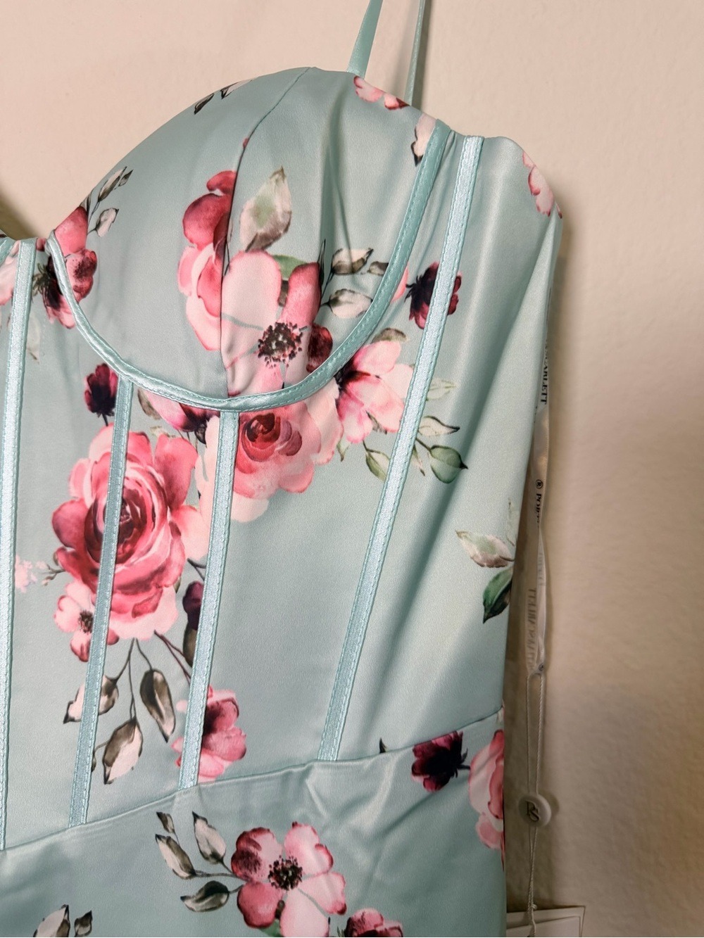 Portia & Scarlett PS26000 Mint Floral Corset Mermaid Gown 12 NWT $499 - Picture 7 of 13